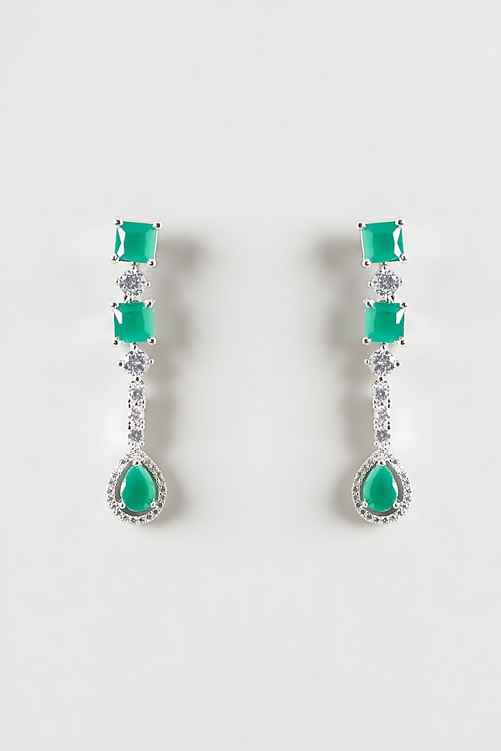 White Finish Zircon & Emerald Choker Necklace Set by Aster at Pernia's Pop Up Shop