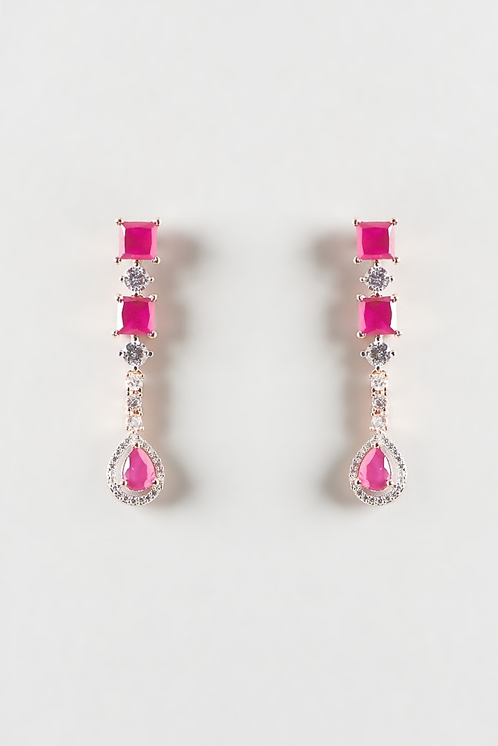 Rose Gold Finish Zircon & Ruby Necklace Set by Aster at Pernia's Pop Up Shop