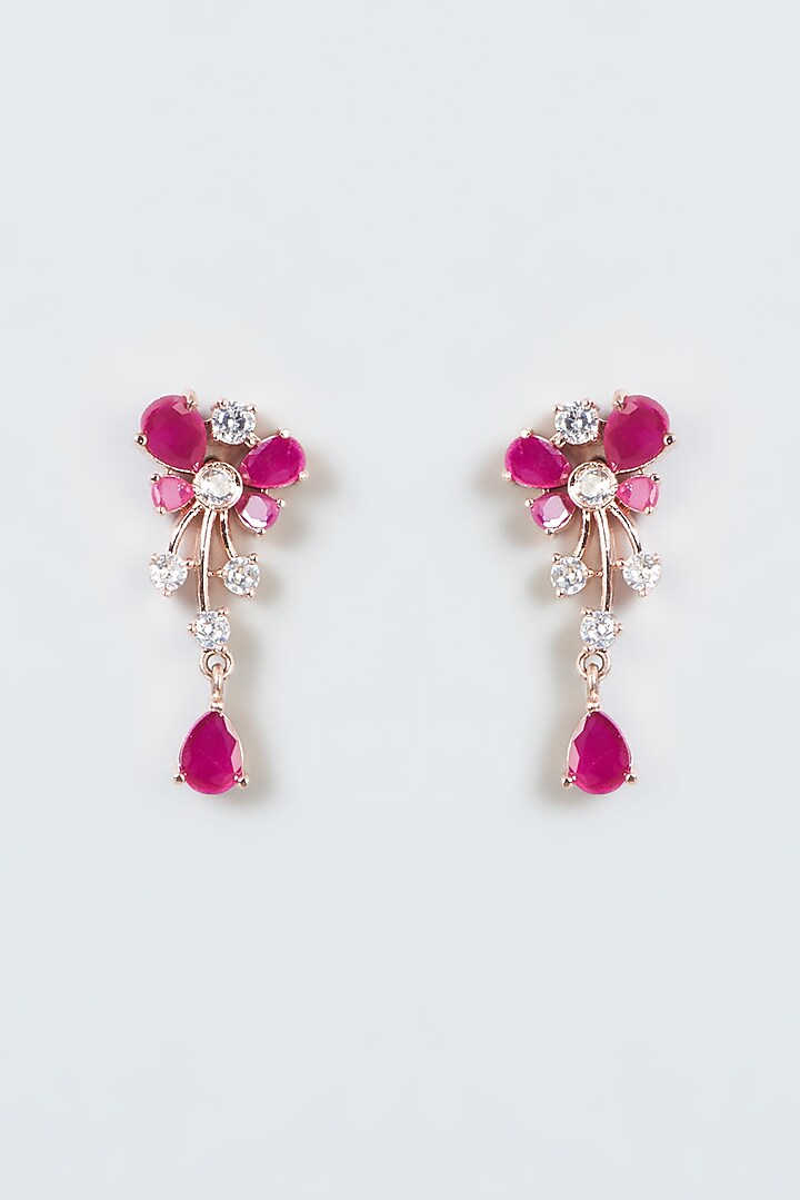 Rose Gold Finish Zircon & Ruby Necklace Set by Aster at Pernia's Pop Up Shop