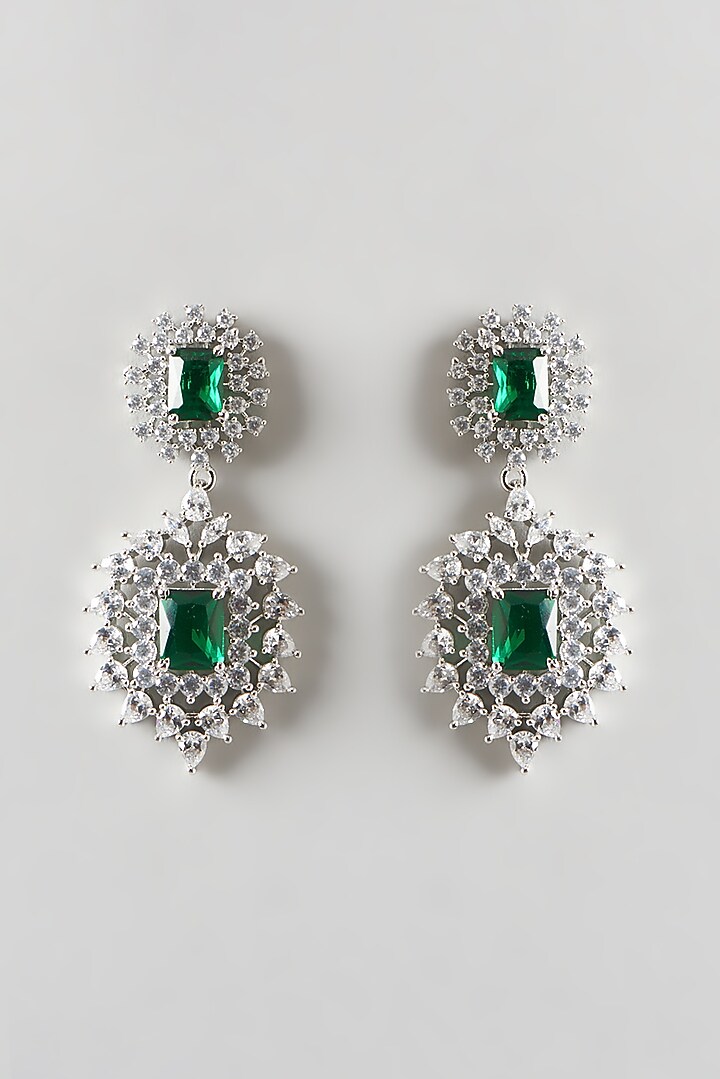 White Finish Emerald & Zircon Necklace Set by Aster at Pernia's Pop Up Shop