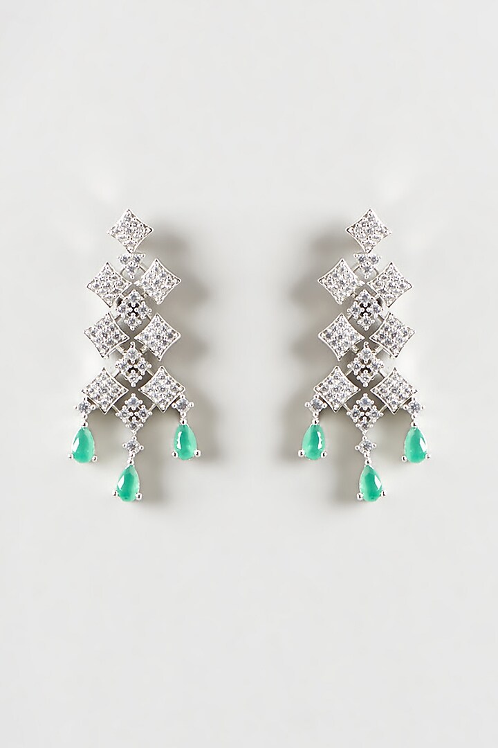 White Finish Emerald & Zircon Choker Necklace Set by Aster at Pernia's Pop Up Shop