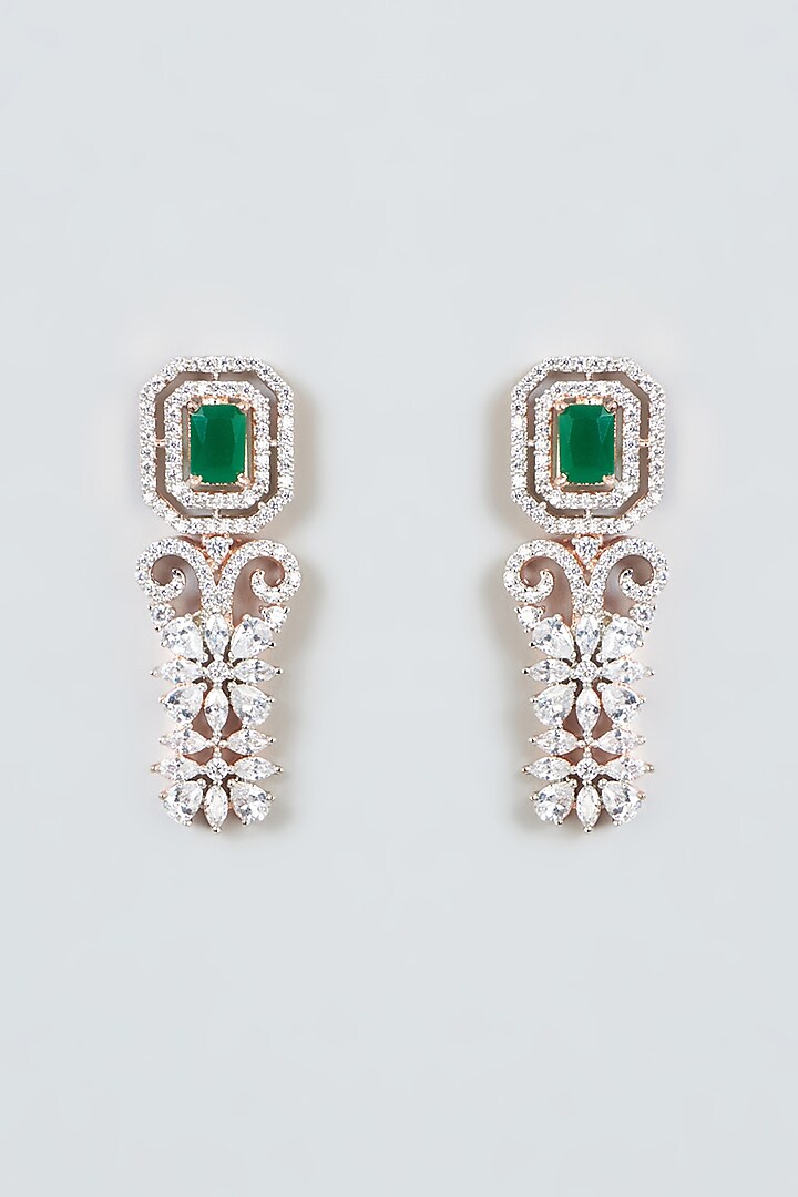 Rose Gold Finish Emerald & Zircon Choker Necklace Set by Aster at Pernia's Pop Up Shop