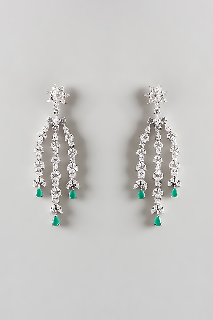 White Finish Emerald & Zircon Choker Necklace Set by Aster at Pernia's Pop Up Shop