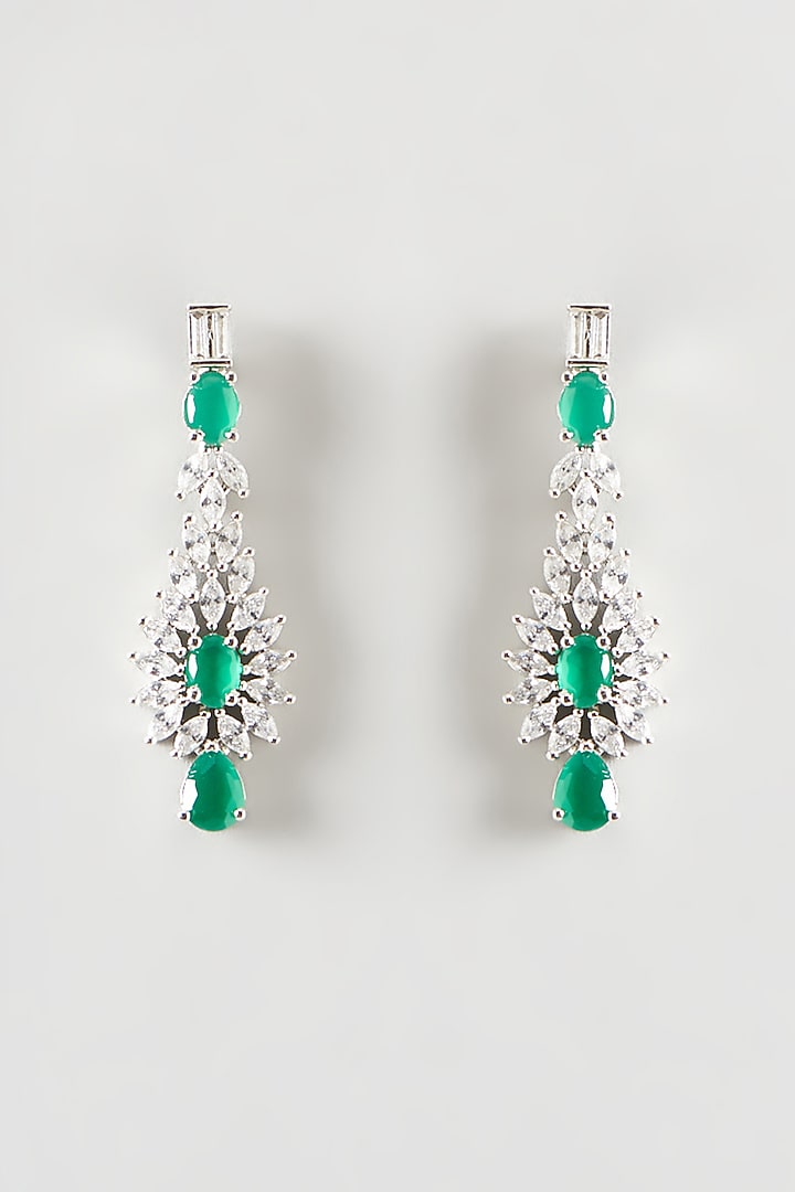 White Finish Emerald & Zircon Necklace Set by Aster at Pernia's Pop Up Shop