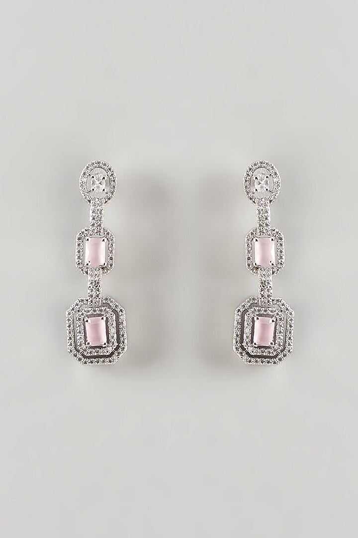 White Finish Zircon & Pink Stone Necklace Set by Aster at Pernia's Pop Up Shop