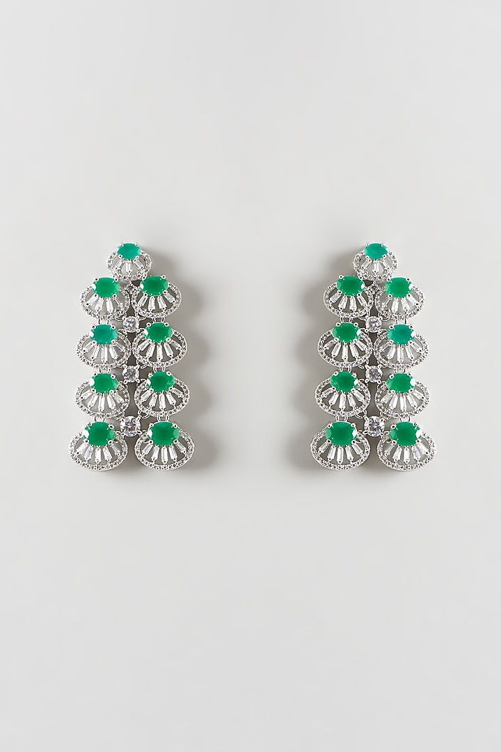 White Finish Emerald & Zircon Choker Necklace Set by Aster at Pernia's Pop Up Shop