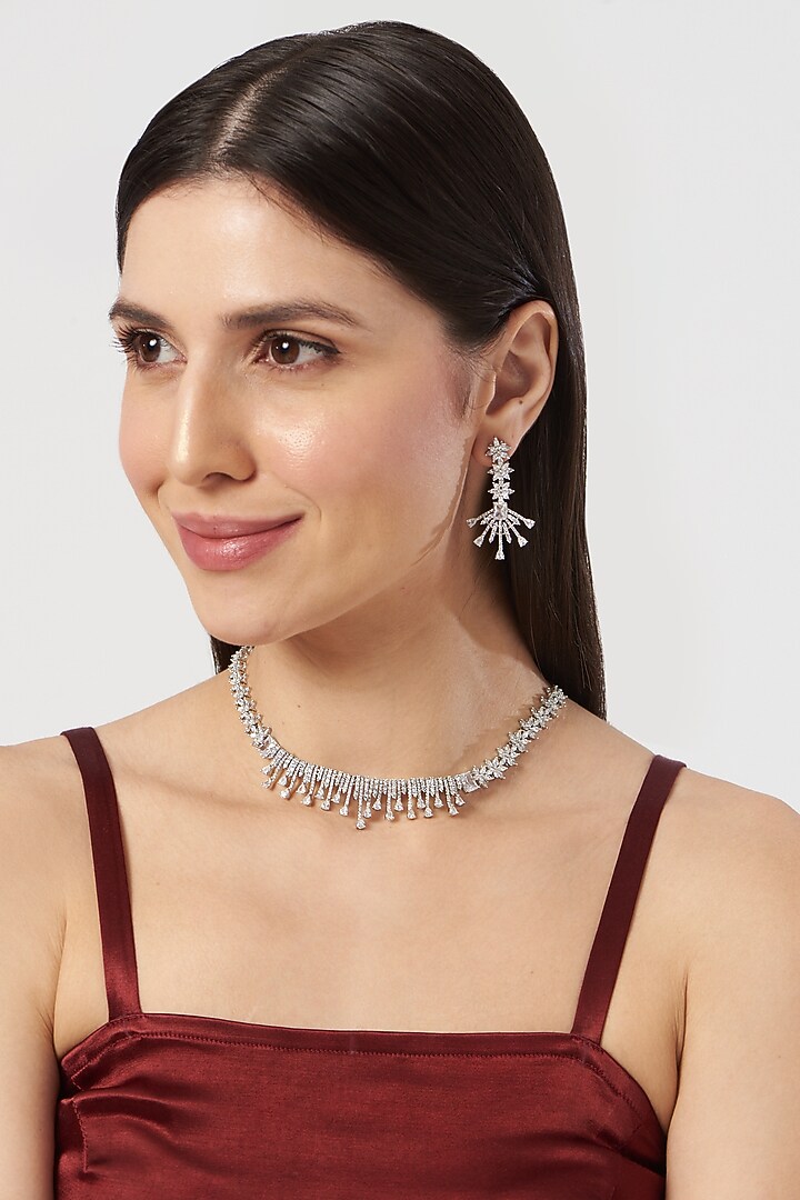 White Finish Zircon Necklace Set by Aster at Pernia's Pop Up Shop