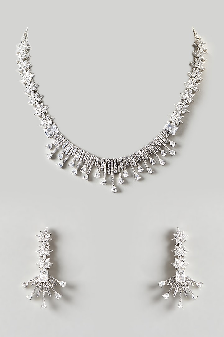 White Finish Zircon Necklace Set by Aster at Pernia's Pop Up Shop
