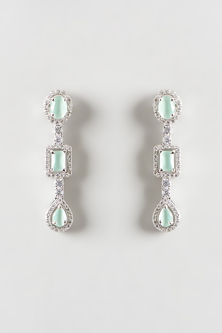White Finish Aqua Diamond Necklace Set by Aster at Pernia's Pop Up Shop