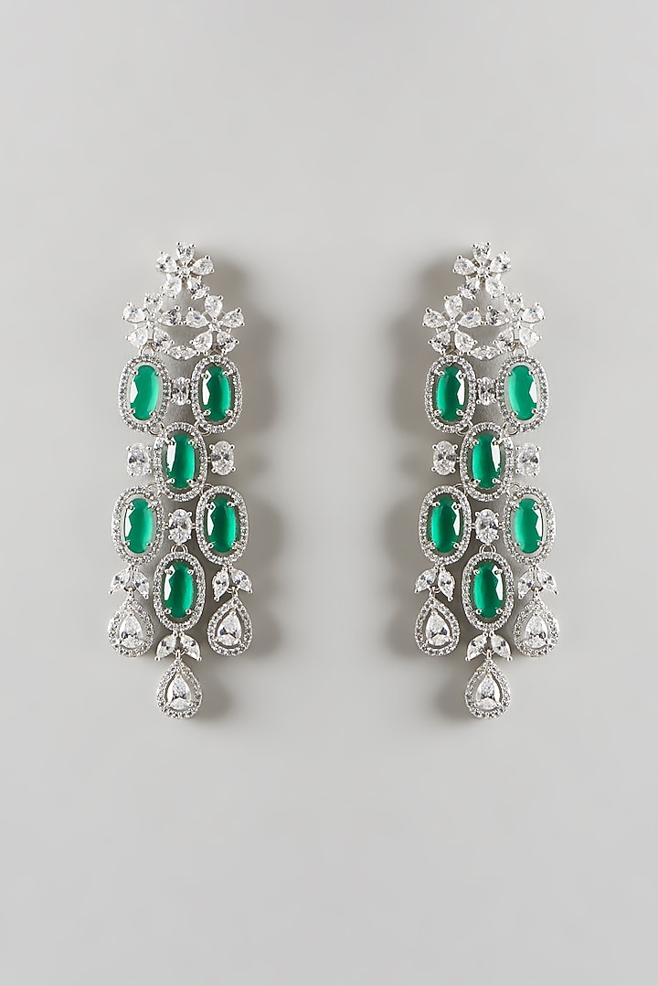 White Finish Zircon & Emerald Choker Necklace Set by Aster at Pernia's Pop Up Shop