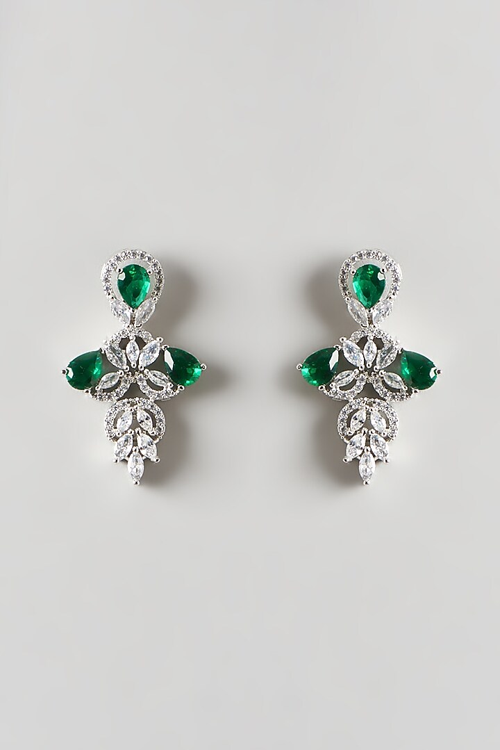 White Finish Zircon & Emerald Necklace Set by Aster at Pernia's Pop Up Shop