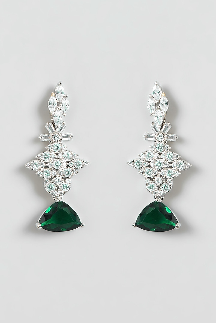 White Finish Zircon & Emerald Necklace Set by Aster at Pernia's Pop Up Shop