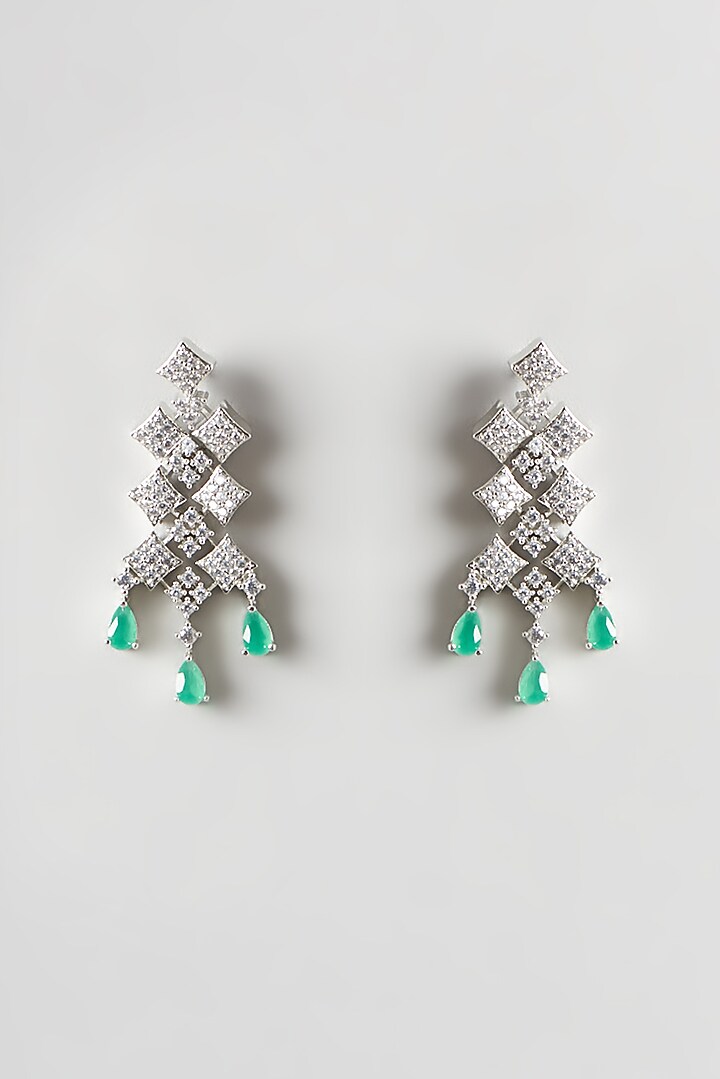 White Finish Zircon & Green Stone Choker Necklace Set by Aster at Pernia's Pop Up Shop