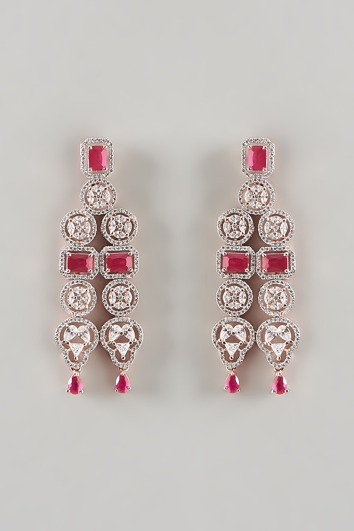 Rose Gold Finish Zircon & Ruby Choker Necklace Set by Aster at Pernia's Pop Up Shop