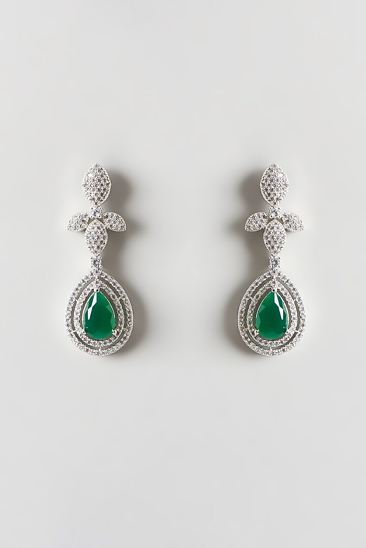 White Finish Zircon & Emerald Necklace Set by Aster at Pernia's Pop Up Shop