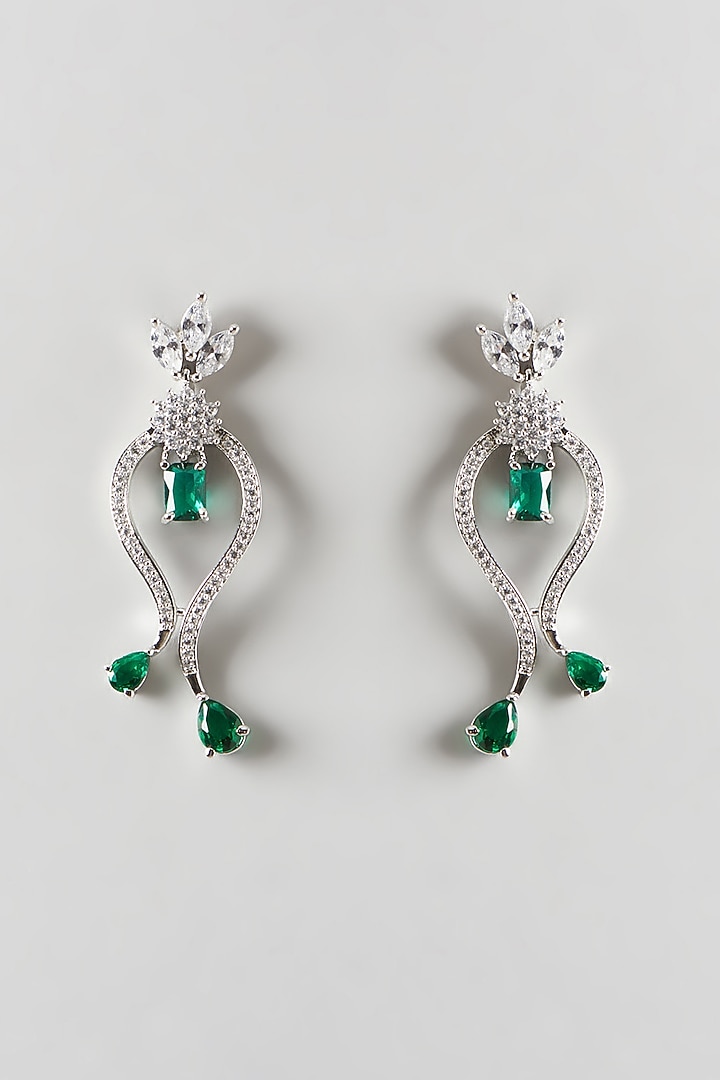 White Finish Zircon & Green Stone Necklace Set by Aster at Pernia's Pop Up Shop