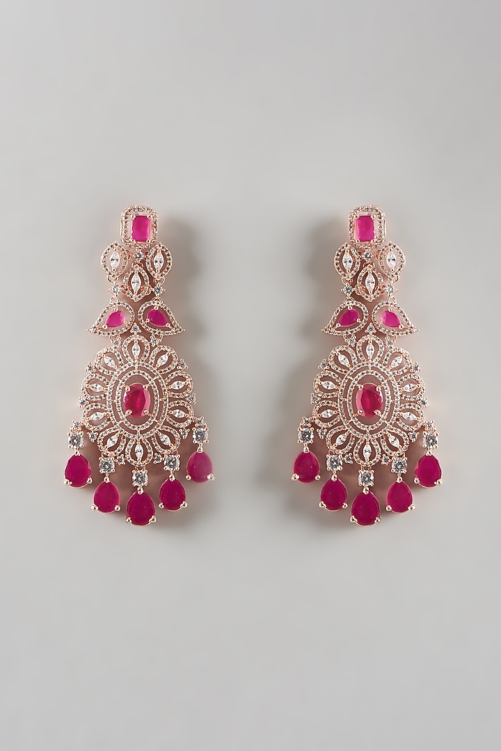 Rose Gold Finish Zircon & Ruby Choker Necklace Set by Aster at Pernia's Pop Up Shop