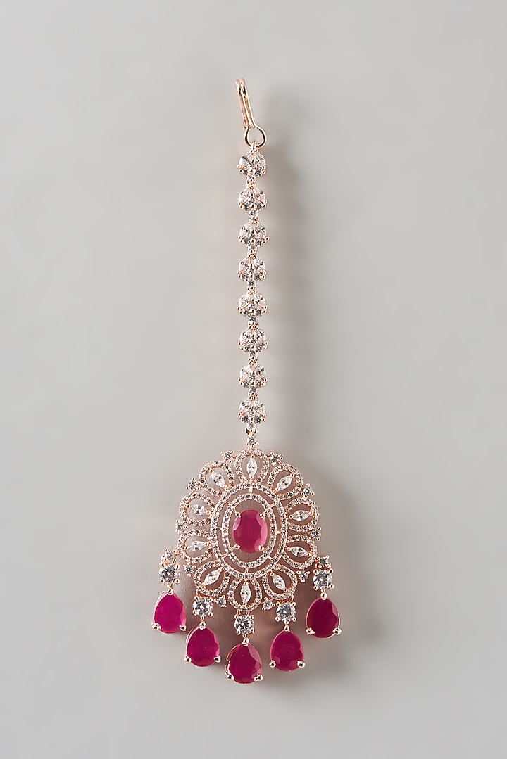 Rose Gold Finish Zircon & Ruby Choker Necklace Set by Aster at Pernia's Pop Up Shop