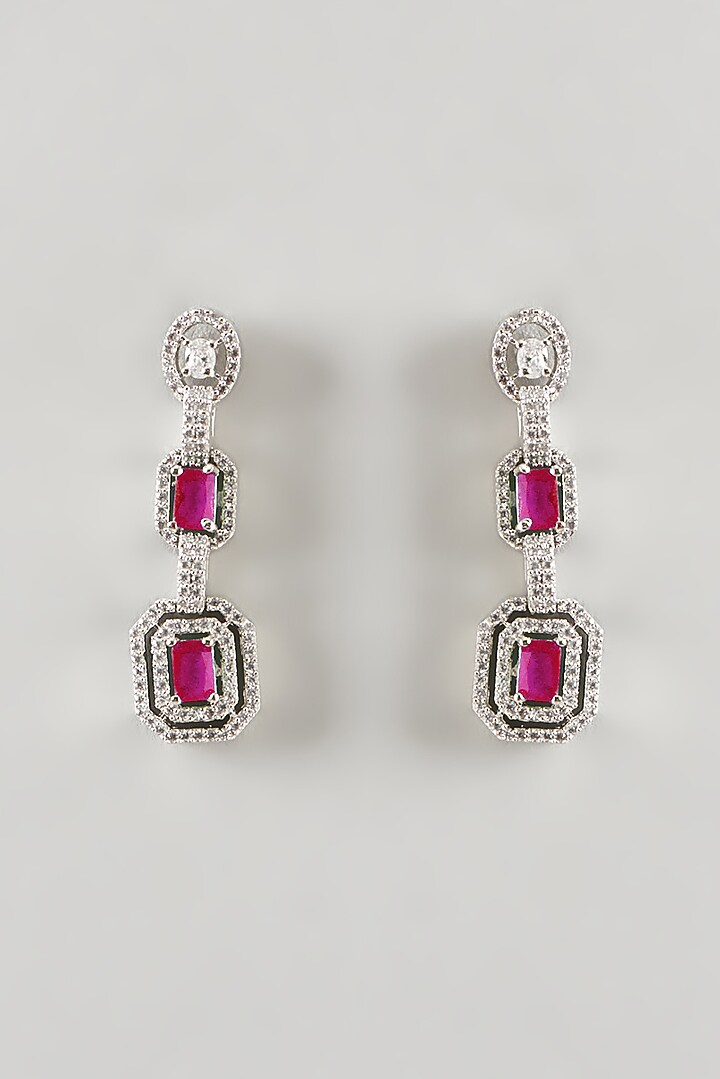 White Finish Zircon & Ruby Synthetic Stone Necklace Set by Aster at Pernia's Pop Up Shop