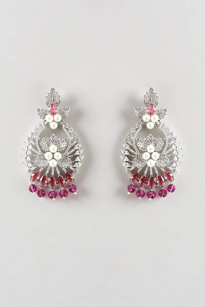 White Finish Zircon & Red Synthetic Stone Choker Necklace Set by Aster at Pernia's Pop Up Shop