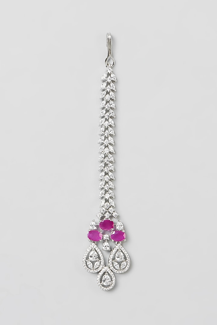 White Finish Ruby Stone & Zircon Choker Necklace Set by Aster at Pernia's Pop Up Shop
