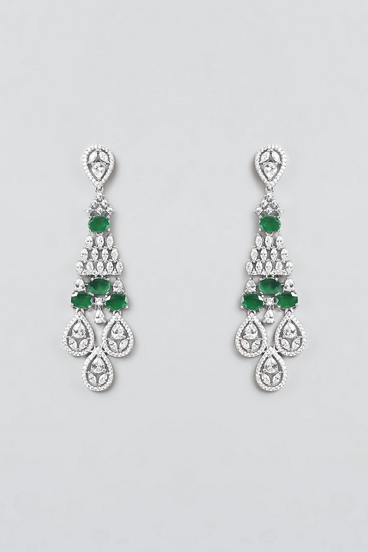 White Finish Emerald & Zircon Choker Necklace Set by Aster at Pernia's Pop Up Shop
