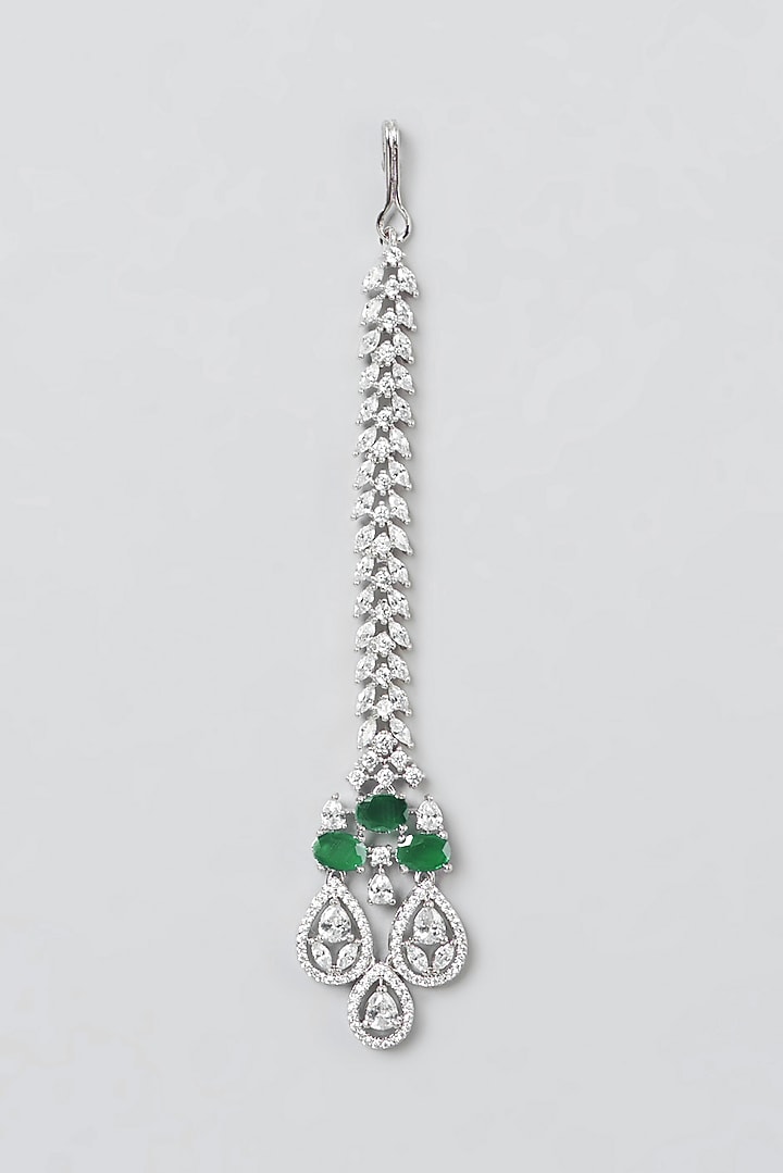 White Finish Emerald & Zircon Choker Necklace Set by Aster at Pernia's Pop Up Shop