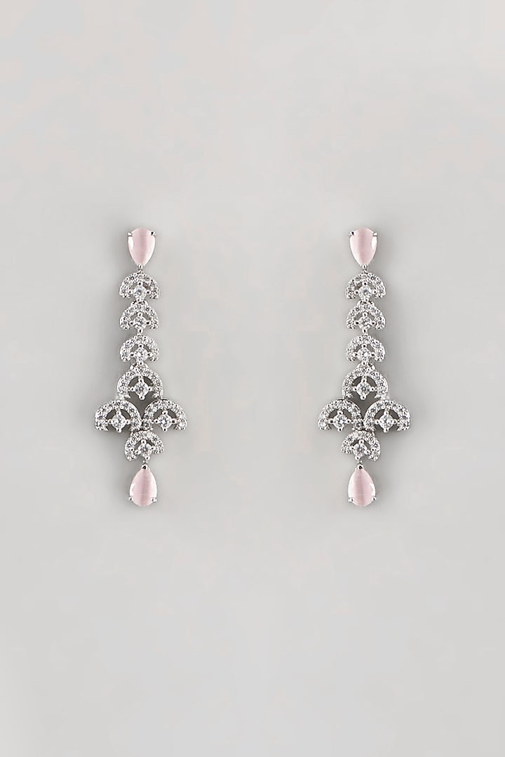 White Finish Zircon & Pink Stone Necklace Set by Aster at Pernia's Pop Up Shop