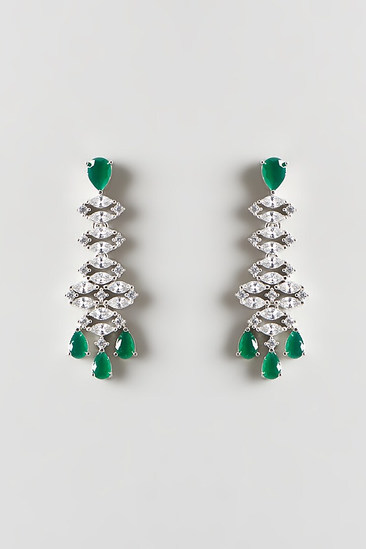 White Finish Emerald & Zircon Necklace Set by Aster at Pernia's Pop Up Shop