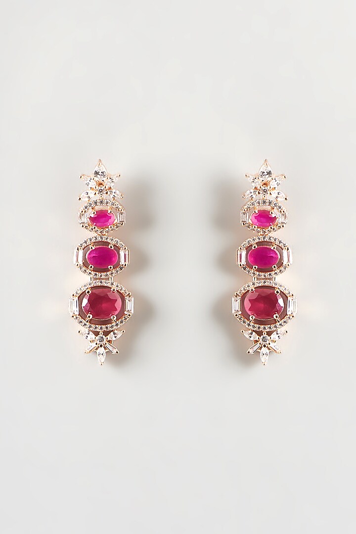 Rose Gold Finish Zircon & Ruby Necklace Set by Aster at Pernia's Pop Up Shop