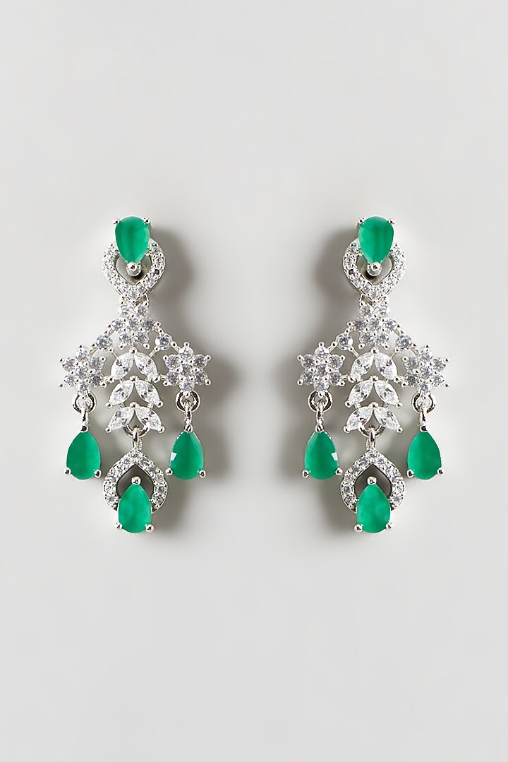 White Finish Emerald & Zircon Choker Necklace Set by Aster at Pernia's Pop Up Shop