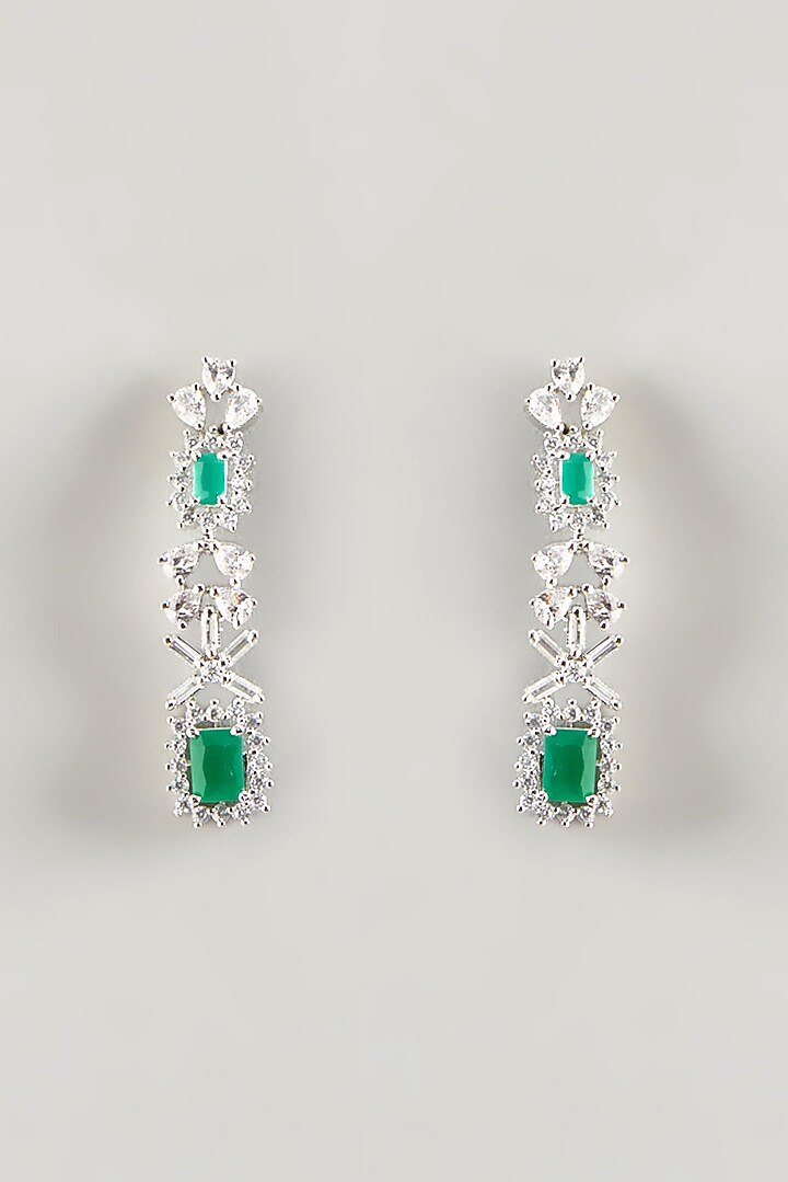 White Finish Zircon & Emerald Choker Necklace Set by Aster at Pernia's Pop Up Shop