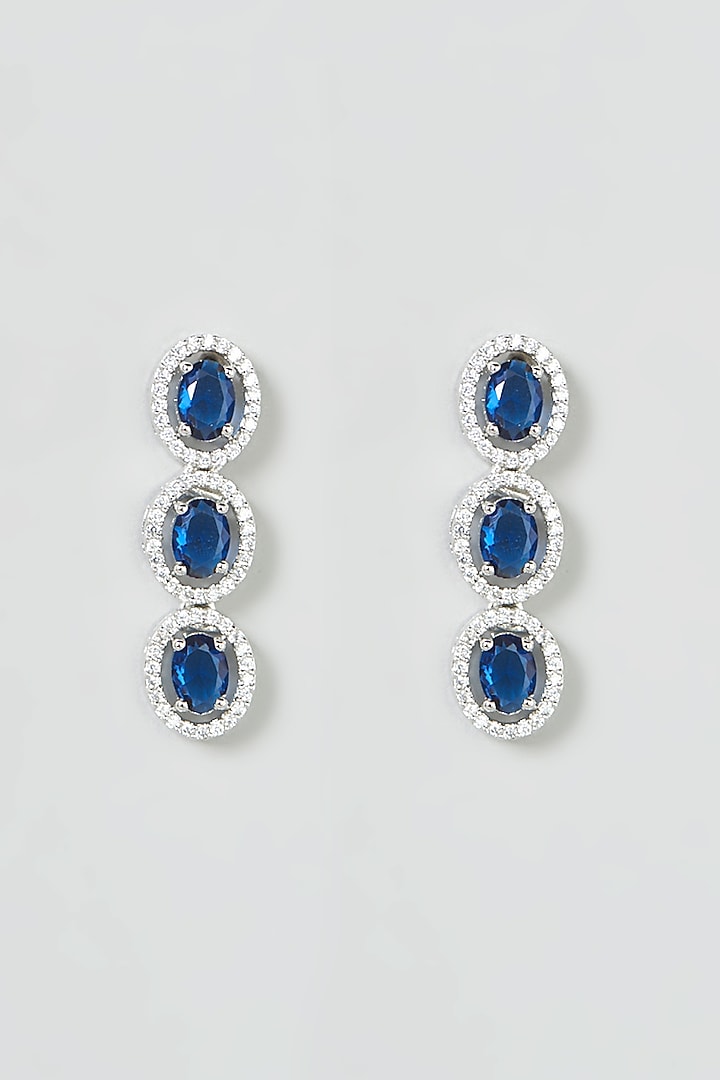 White Finish Blue Stones & Zircon Necklace Set by Aster at Pernia's Pop Up Shop