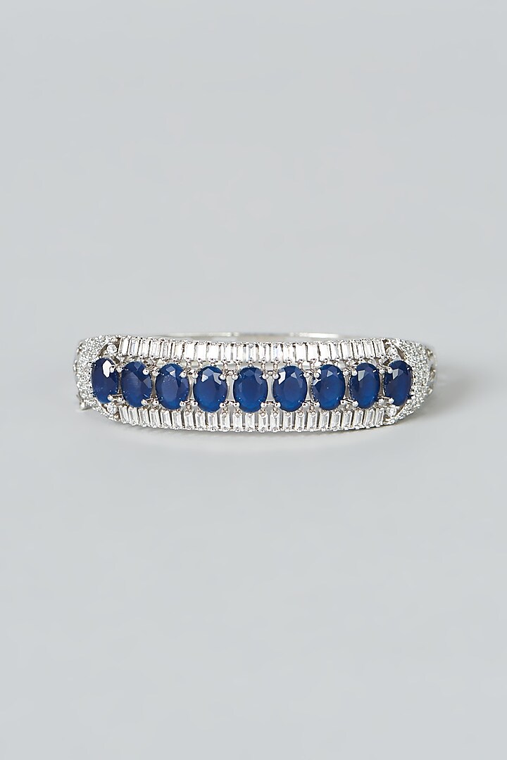 White Finish Blue Synthetic Stone & Zircon Bracelet by Aster at Pernia's Pop Up Shop