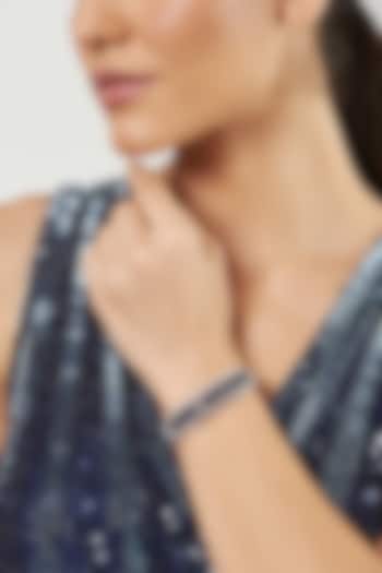 White Finish Blue Synthetic Stone & Zircon Bracelet by Aster at Pernia's Pop Up Shop