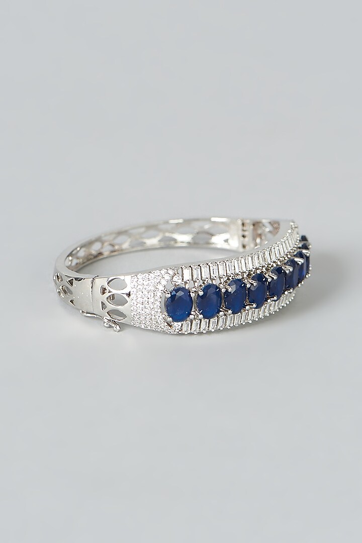 White Finish Blue Synthetic Stone & Zircon Bracelet by Aster at Pernia's Pop Up Shop