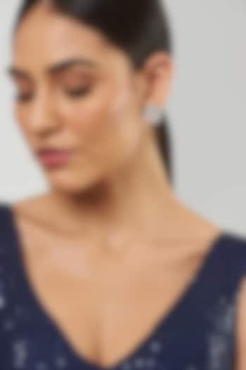 White Finish Zircon Stud Earrings by Aster at Pernia's Pop Up Shop