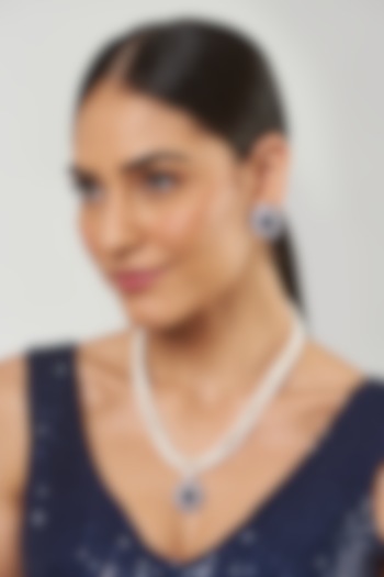 White Finish Stone Motifs & Zircon Necklace Set by Aster at Pernia's Pop Up Shop