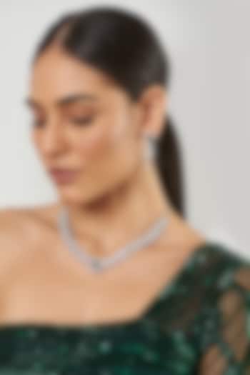 White Finish Green Stone & Zircon Necklace Set by Aster at Pernia's Pop Up Shop