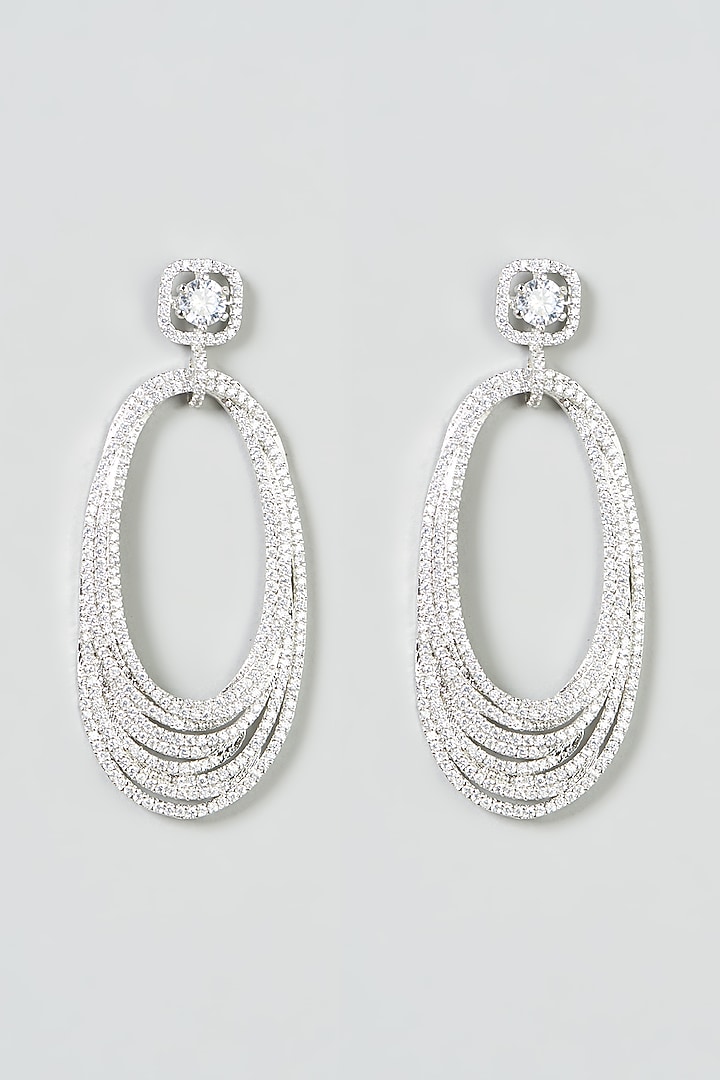 White Finish Zircon Dangler Earrings by Aster at Pernia's Pop Up Shop