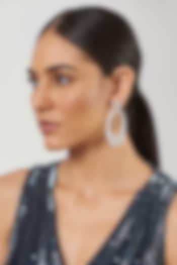 White Finish Zircon Dangler Earrings by Aster at Pernia's Pop Up Shop