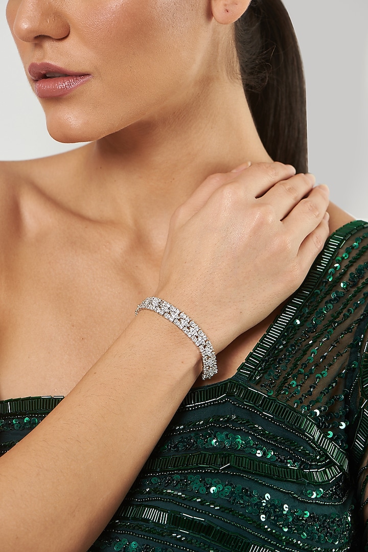 White Finish Zircon Bracelet by Aster at Pernia's Pop Up Shop