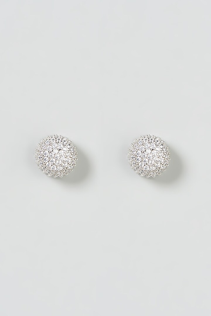 White Finish Zircon Stud Earrings by Aster at Pernia's Pop Up Shop