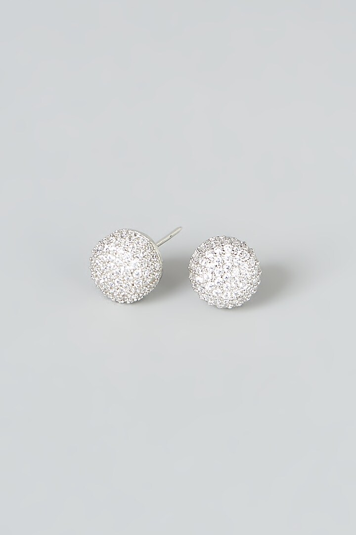 White Finish Zircon Stud Earrings by Aster at Pernia's Pop Up Shop