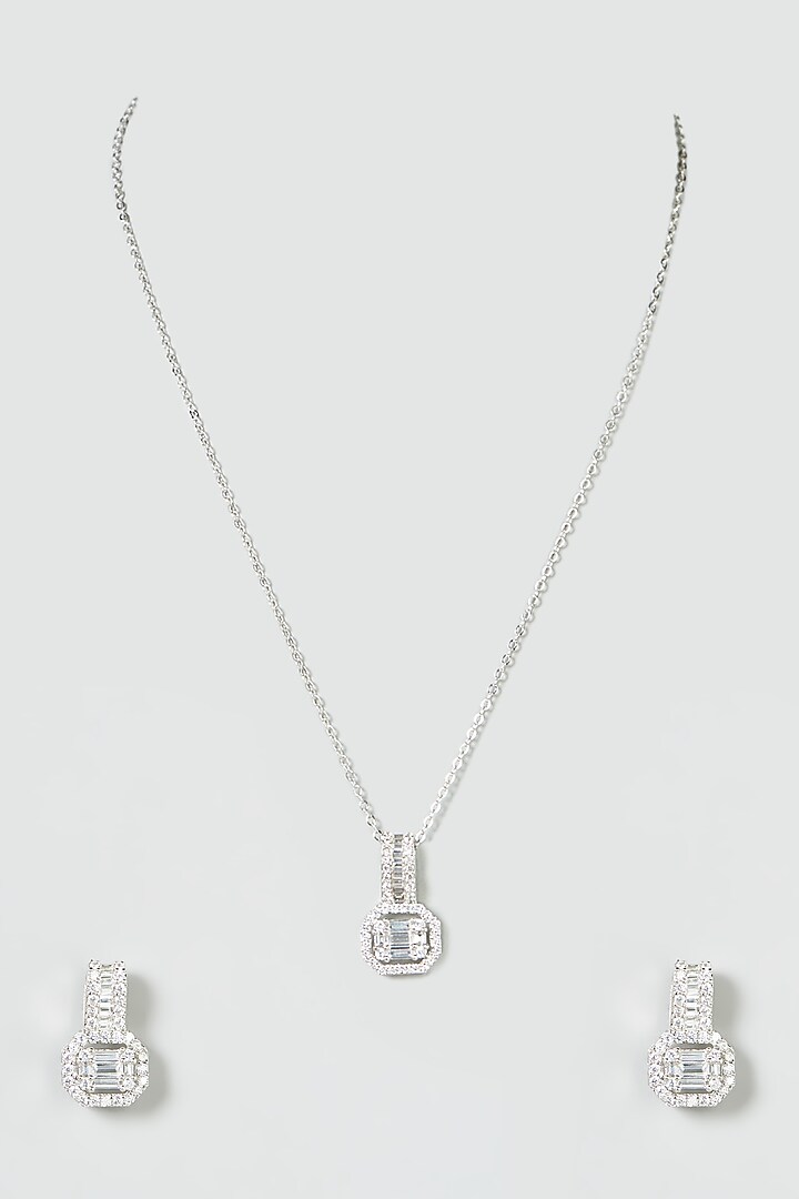 White Finish Zircon Necklace Set by Aster at Pernia's Pop Up Shop