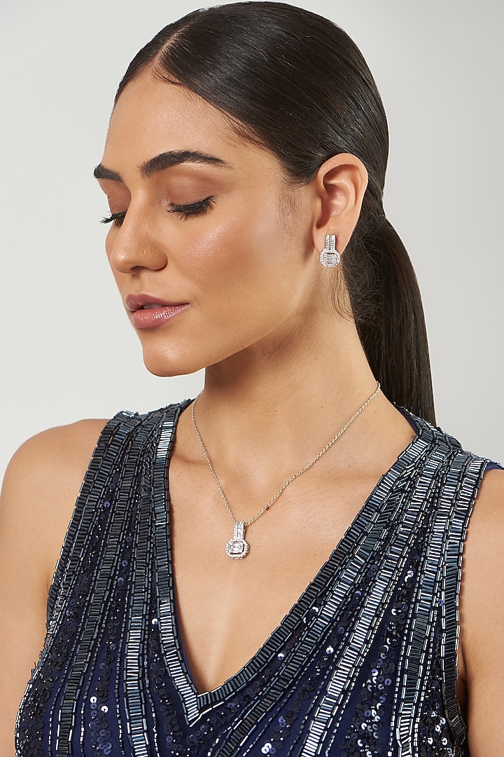 White Finish Zircon Necklace Set by Aster at Pernia's Pop Up Shop