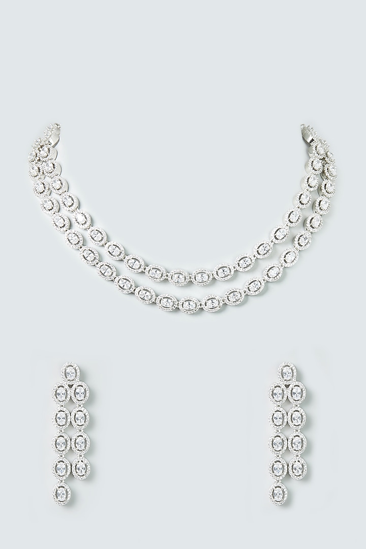White Finish Zircon Necklace Set by Aster at Pernia's Pop Up Shop