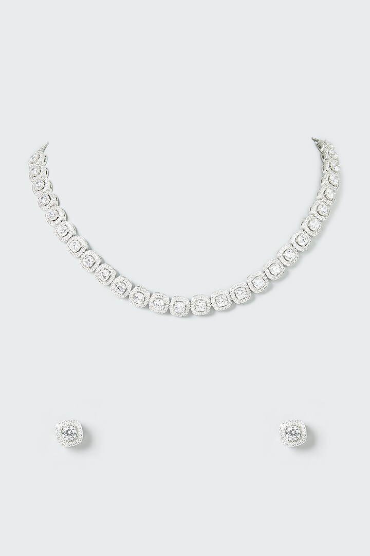 White Finish Zircon Necklace Set by Aster at Pernia's Pop Up Shop