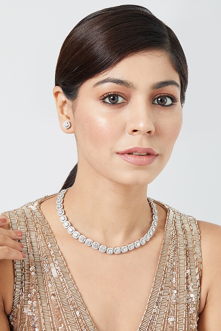 White Finish Zircon Necklace Set by Aster at Pernia's Pop Up Shop