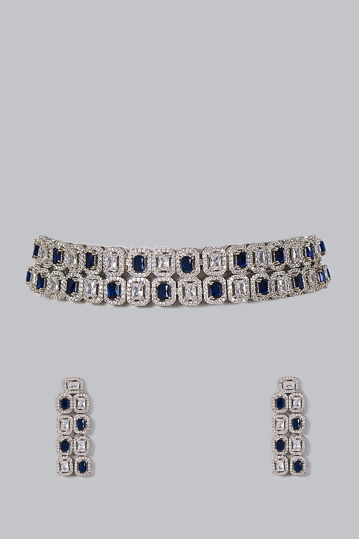 White Finish Zircon Choker Necklace Set by Aster at Pernia's Pop Up Shop